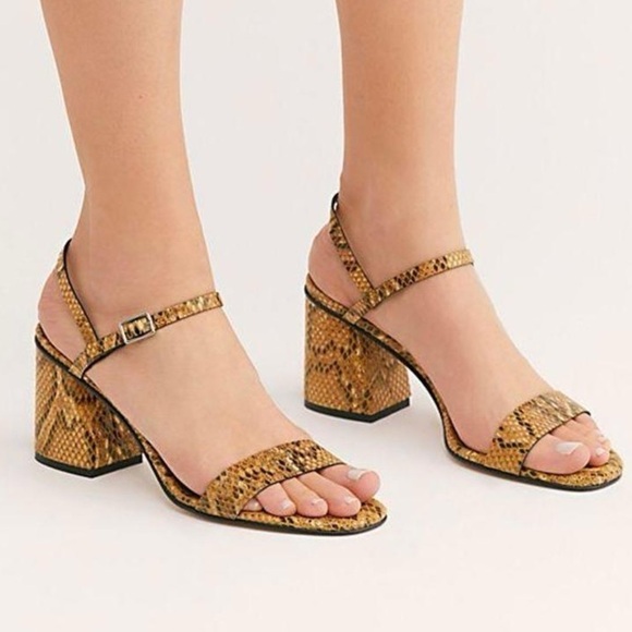 Free People Liv Block Heel Sandals in Snake Print - Picture 1 of 10